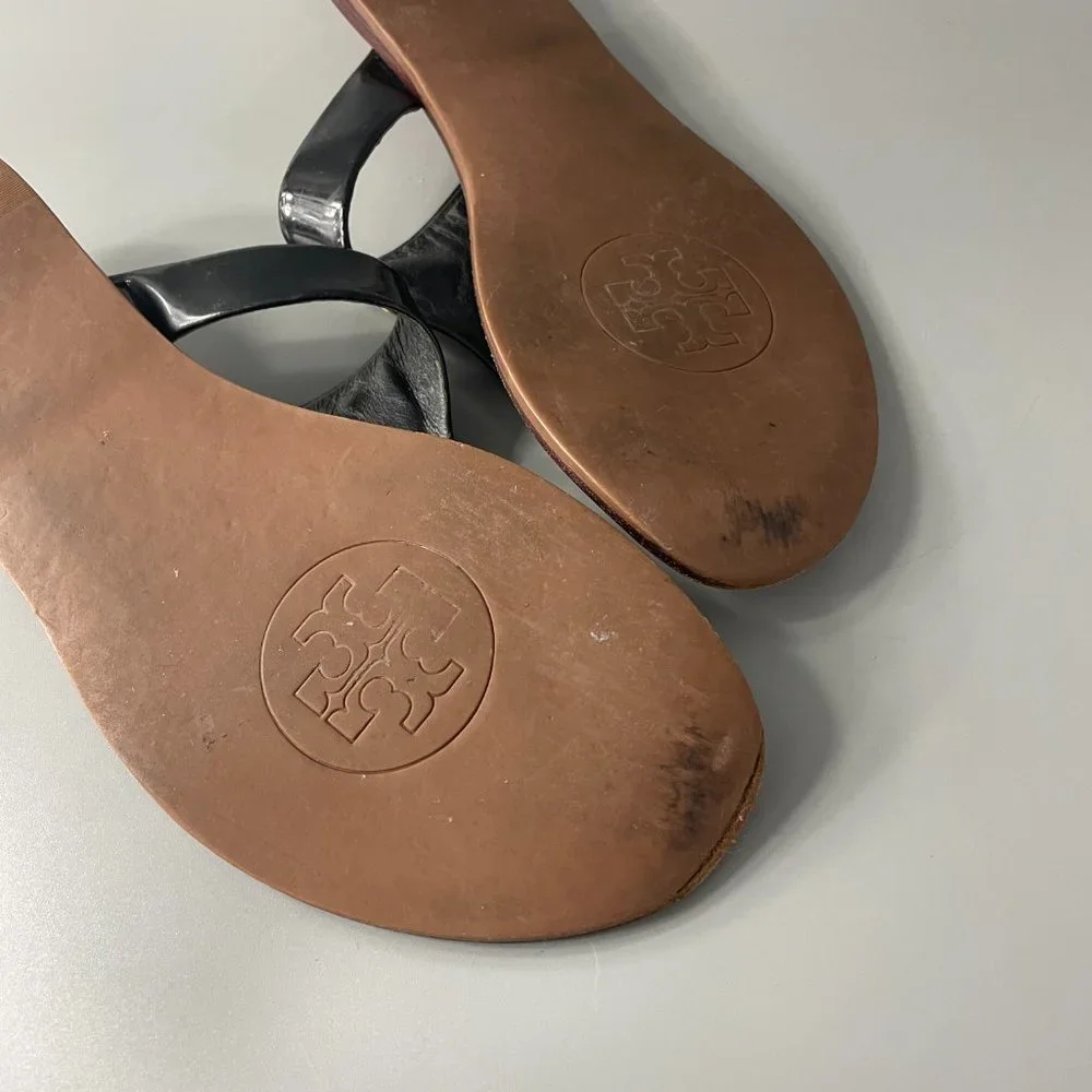 Tory Burch Cameron Black Patent Leather Thong Sandal, Size 9.5 M - Picture 9 of 10